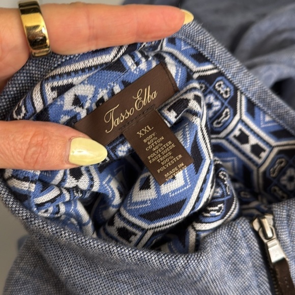 Tasso Elba Mens Graphic Knit Zip Up Jacket in Navy Blue Size XXL - Picture 7 of 8